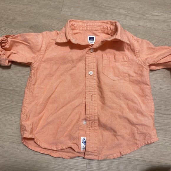 janie and jack boys 12-18 months shirt pink orange button up Nino Toddler S17 - Picture 1 of 10